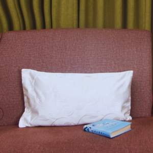 White Silk Embroidered-Cushion Cover